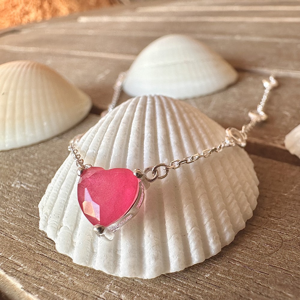 Chocker coração pink com zircônias